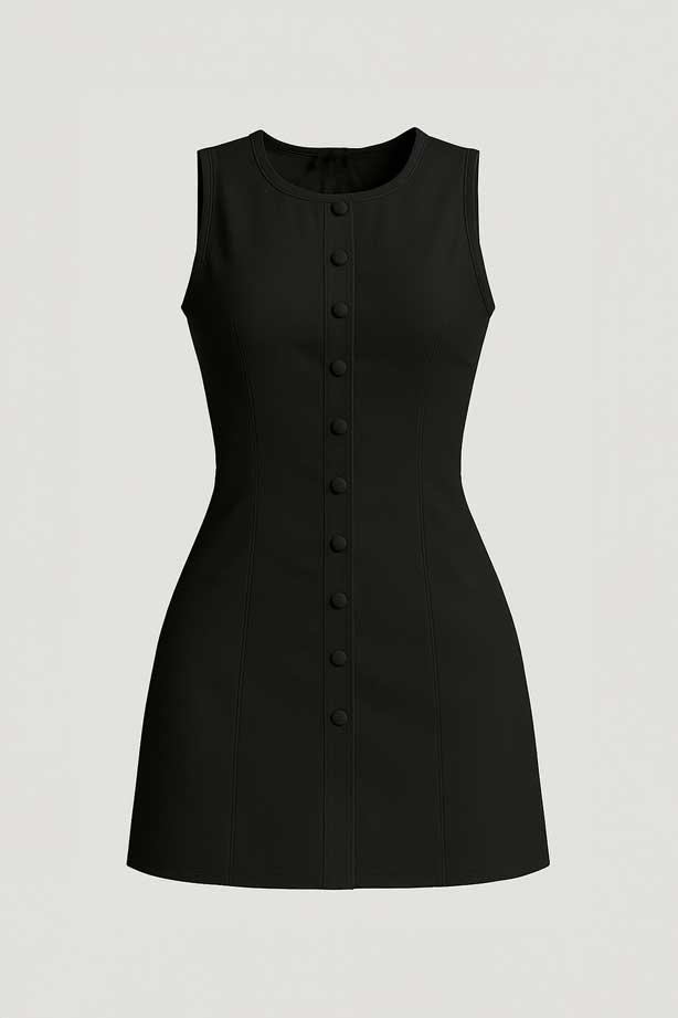 Short Button Dress in Unknown