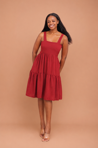 Flow Midi Dress — Maroon