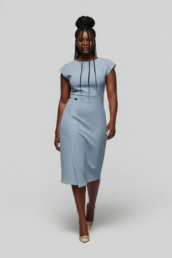 Structured Office Dress — Jean blue