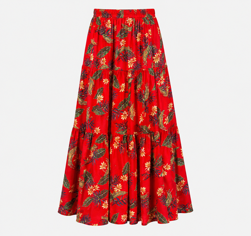 Floral Caribbean Skirt — Red
