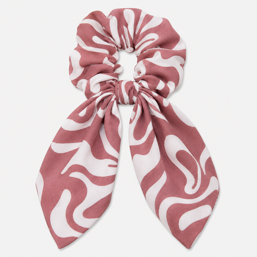Patterned Bow Scrunchie — Peach