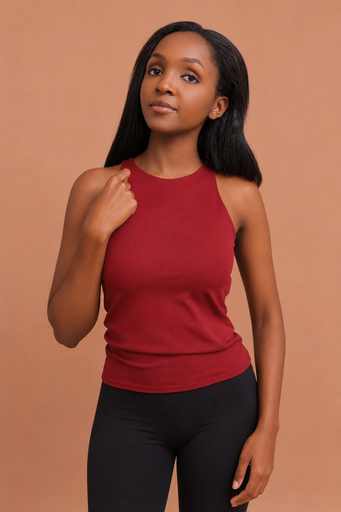 Basic Tee Highneck — Maroon