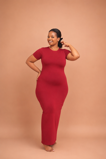 Skin Tee Maxi — Maroon