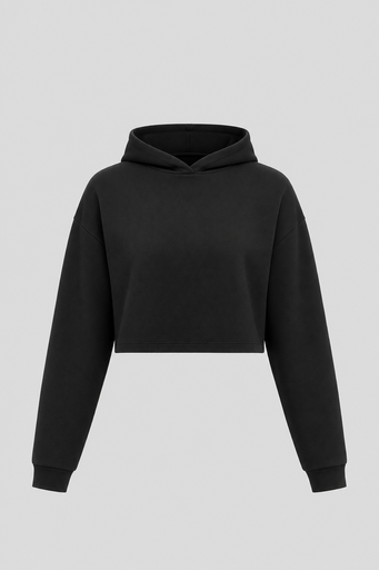 Everyday Cropped Hoodie — Black