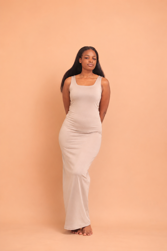 Skin Lowneck Maxi Dress — Beige